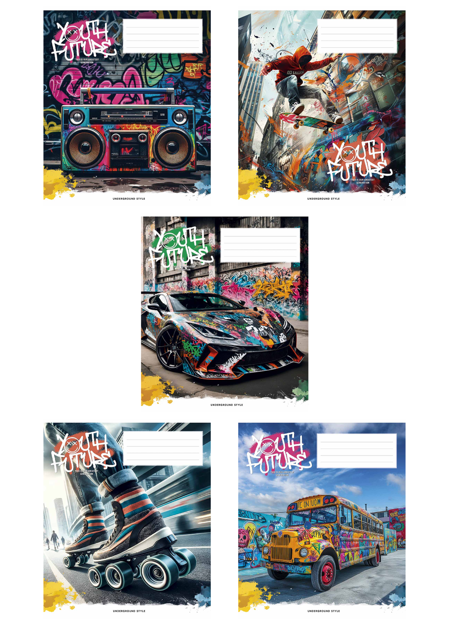 Зошити учнівські Школярик youth future Star у клітинку 36 арк. 5 шт. (3552 4823088231861) - фото 1