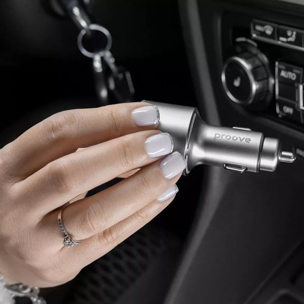Зарядний пристрій в автомобіль в автомобіль Proove FM Launcher 30 Вт з RGB-підсвічуванням Silver (27316827) - фото 5