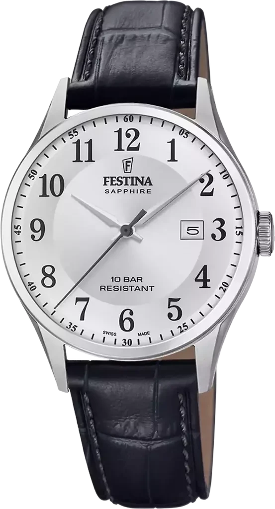Наручные часы мужские Festina Classics F20007/1 со стальным корпусом/водозащитой 100 м и серебристым циферблатом