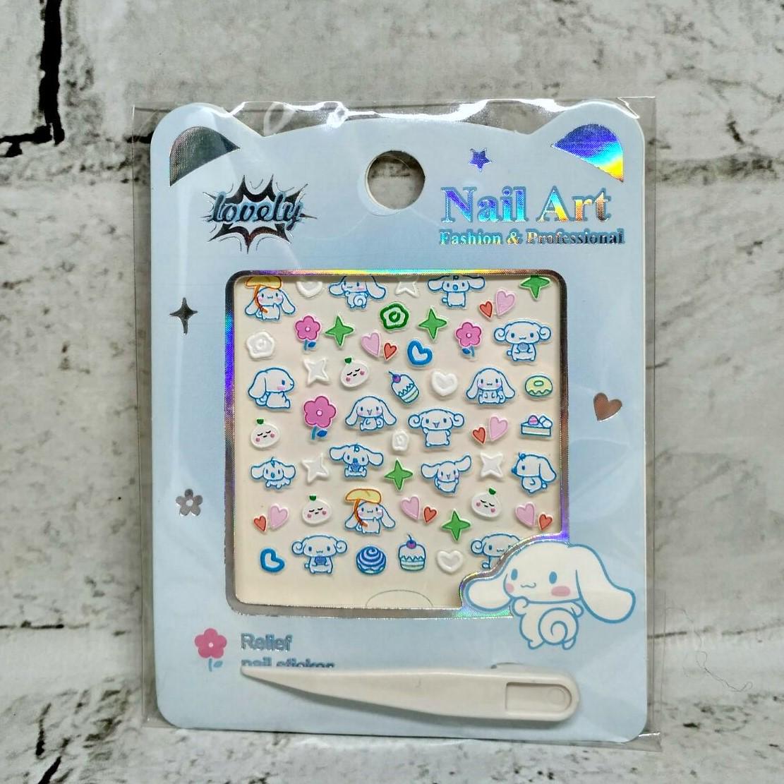 Наклейки для ногтей детские дизайн маникюра Синаморол рельефные 6х6 см Разноцветный (24-613-16)