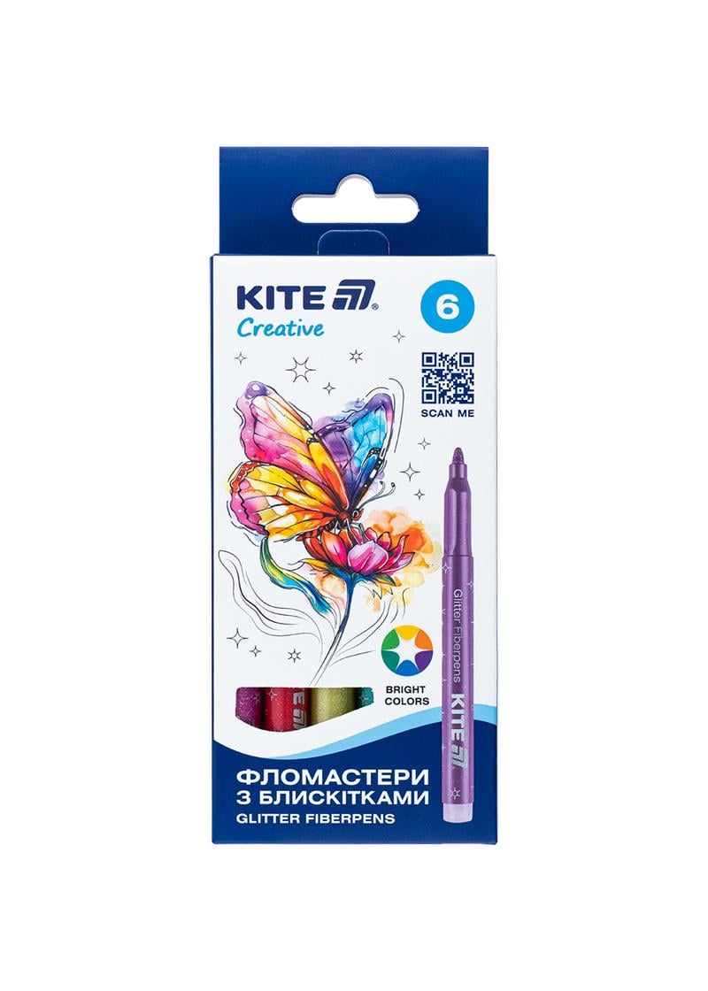 Фломастеры KITE Creative с блестками 6 цветов (K-1147) Фломастеры KITE Creative с блестками 6 цветов (K-1147)