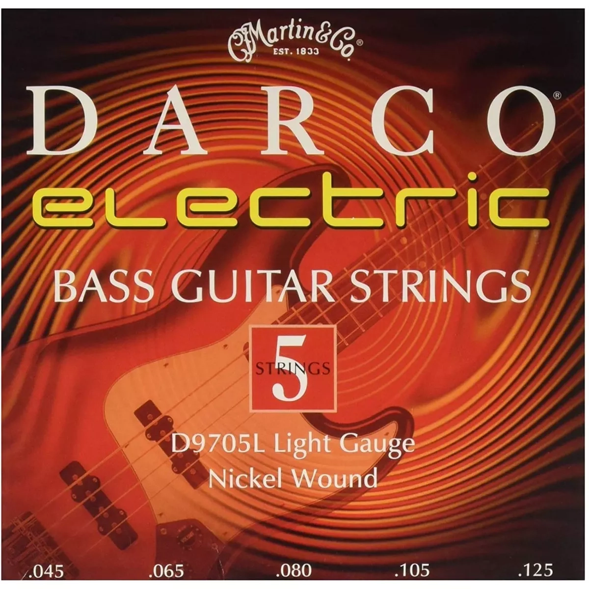 Струны для 5-струнной бас-гитары Martin Darco Nickel Wound D9705L 45-125 (115789)