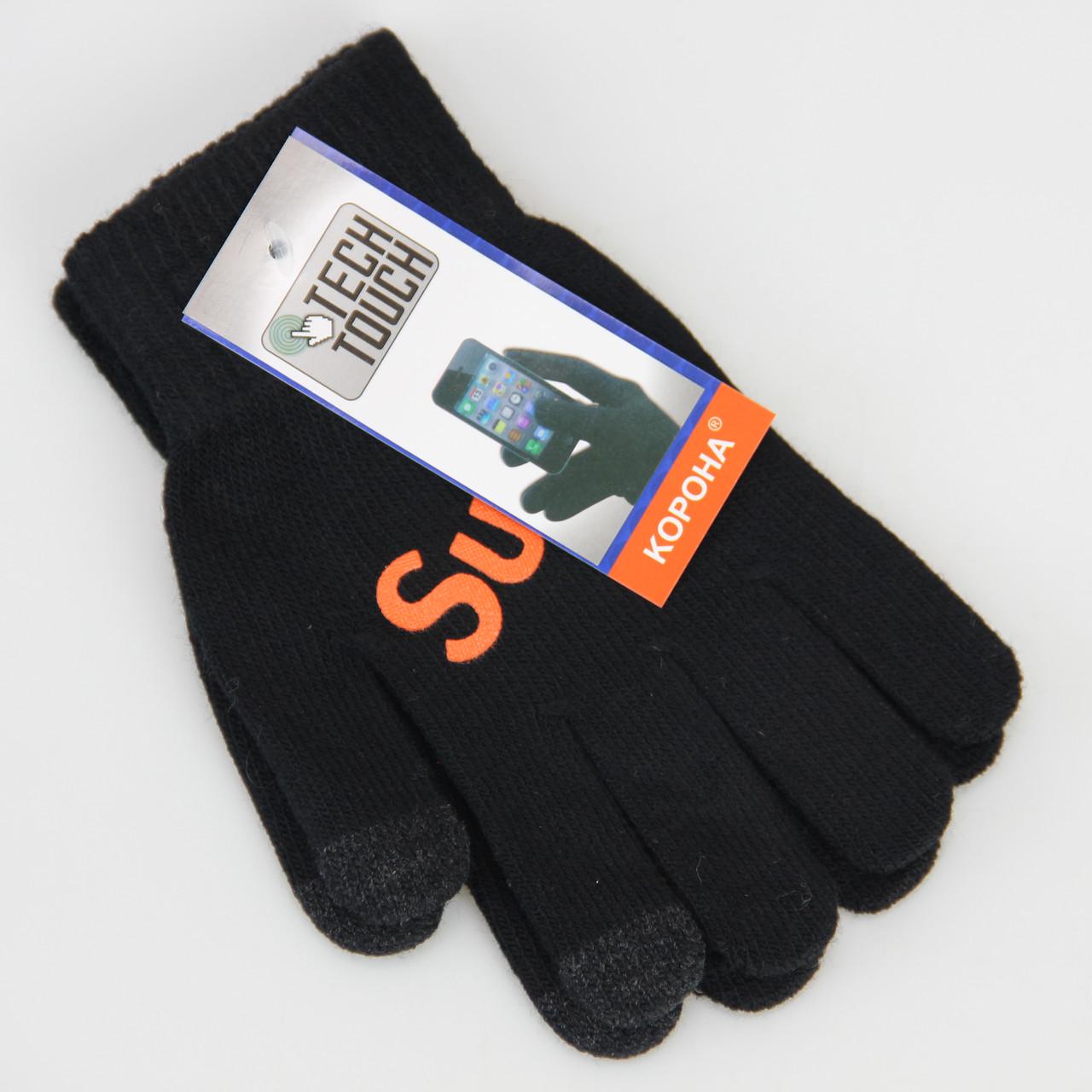 Перчатки детские шерстяные сенсорные осень/зима 6-8 лет Оранжевый (33525)