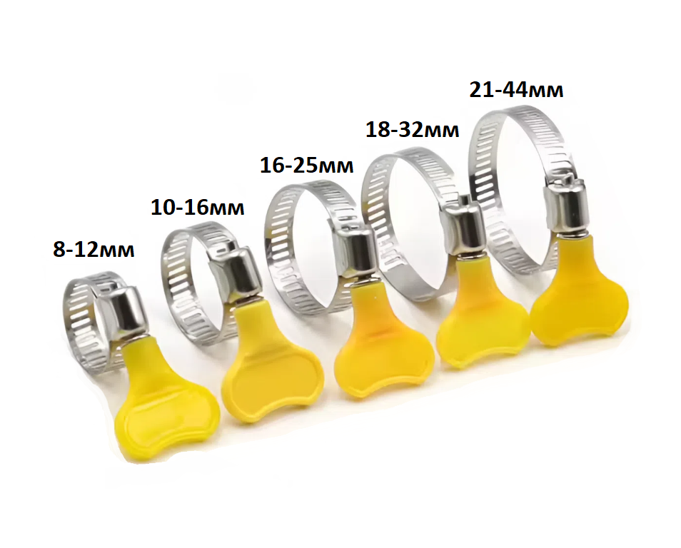 Набір хомутів черв'ячних швидкозатискні 8-44 мм 5 шт. (df23200d) - фото 2 Набір хомутів черв'ячних швидкозатискні 8-44 мм 5 шт. (df23200d) - фото 2