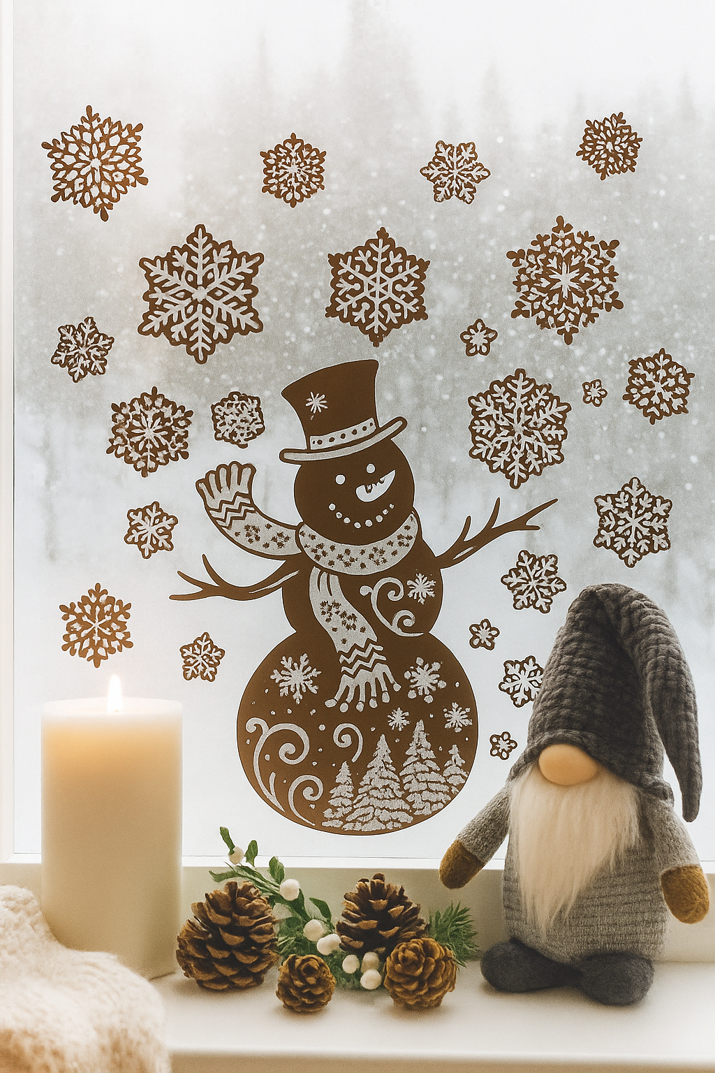 Новогодние 3D наклейки на окна многоразовые Снеговик Livarno Home 15 шт. 50х30 см (N1-00449) - фото 5 Новогодние 3D наклейки на окна многоразовые Снеговик Livarno Home 15 шт. 50х30 см (N1-00449) - фото 5