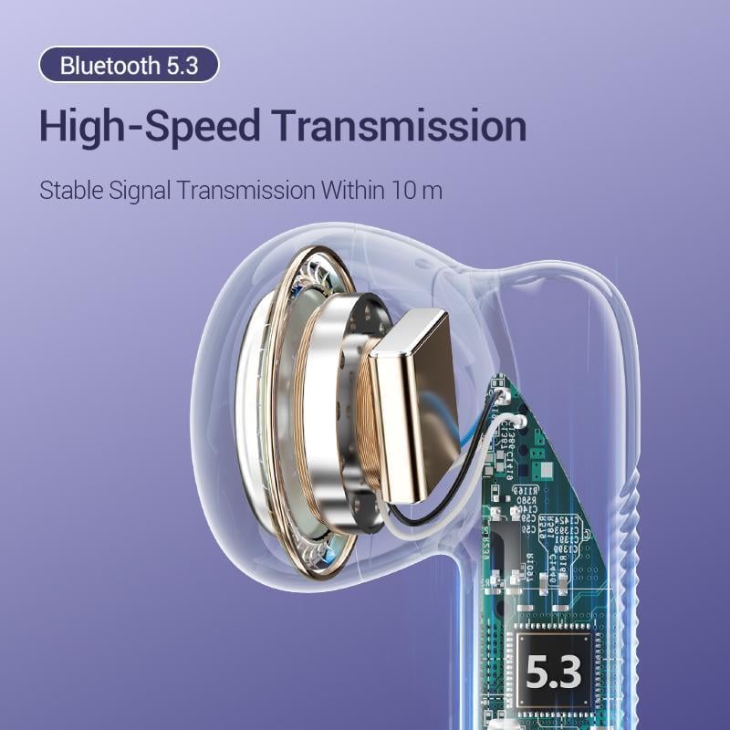 Навушники бездротові Vention Elf E03 Bluetooth 5.3 TWS 10 мм 30 год відтверення AAC/SBC Hi-Fi водонепроникні IPX5 Рожевий (NBHP0) - фото 5