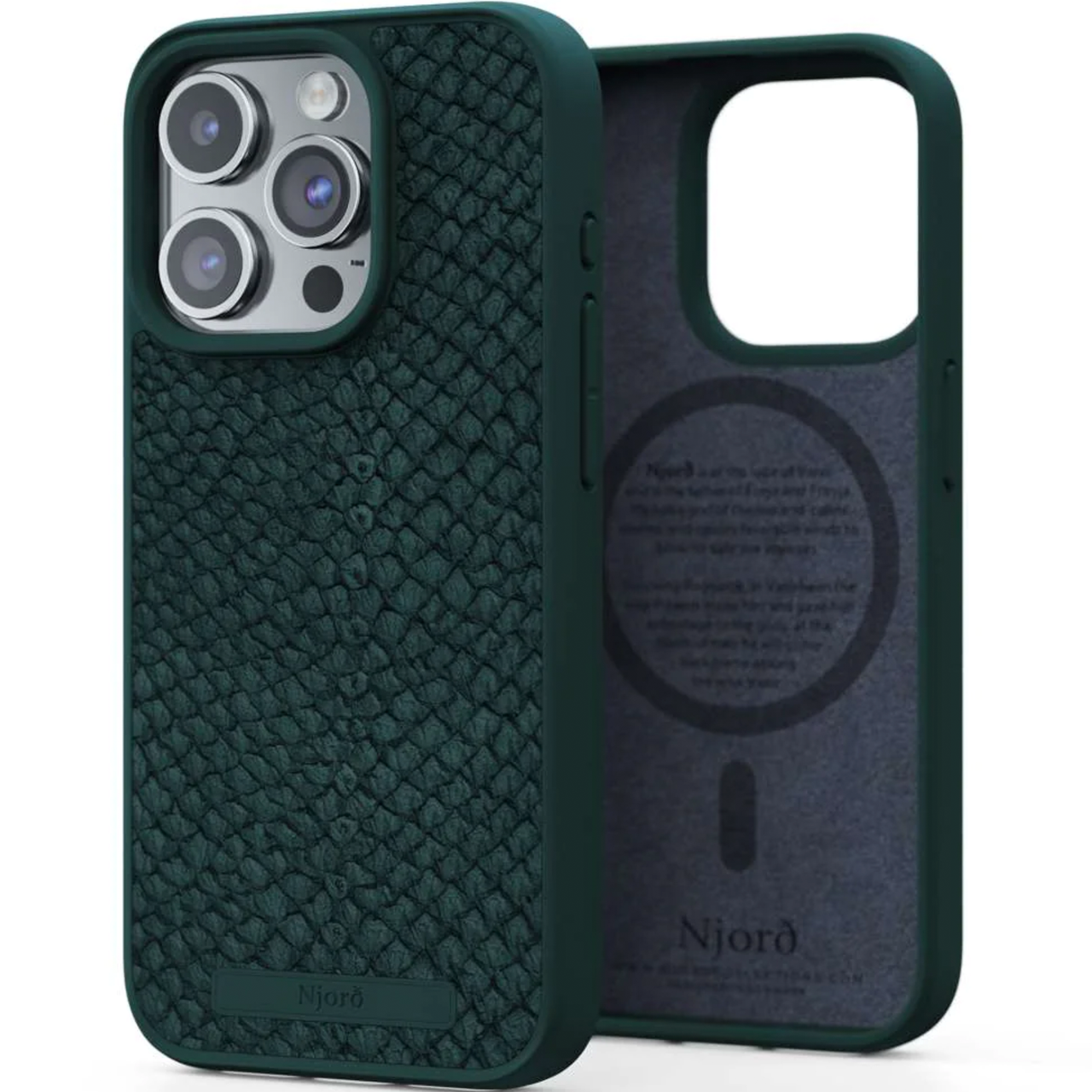 Чохол накладка Njord Salmon Leather MagSafe Case for iPhone 15 Pro, Dark Green (NA53SL02)