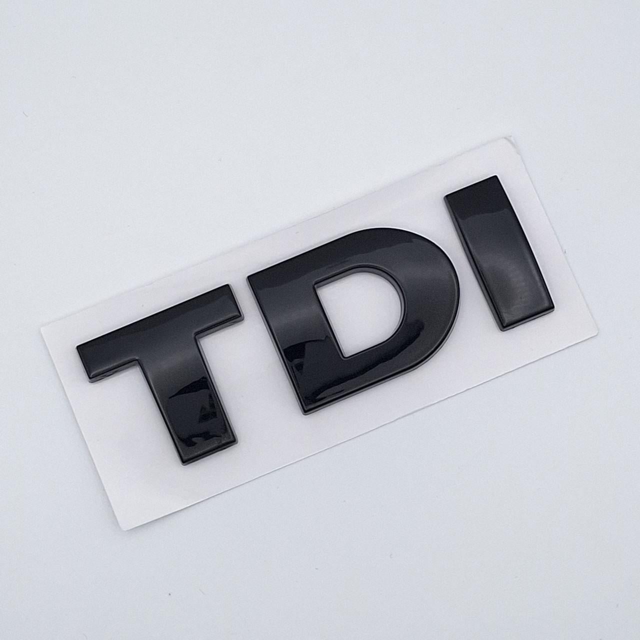 Эмблема надпись TDI Volkswagen ABS 7,7х2,5 см Черный глянцевый (2491005306)