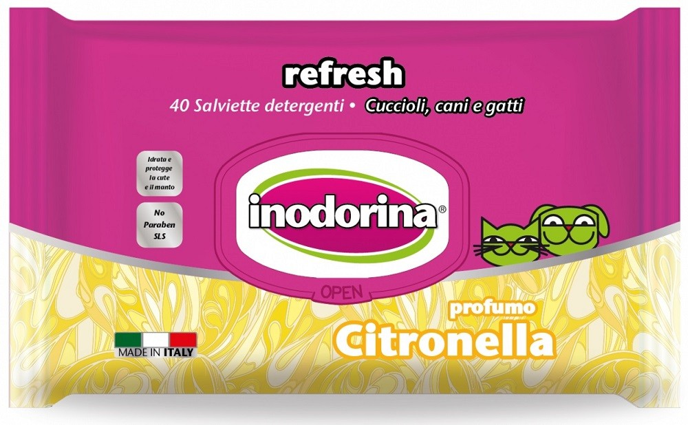 Серветки Inodorina Salv Refresh Citronella із ароматом лимонника 40 шт.