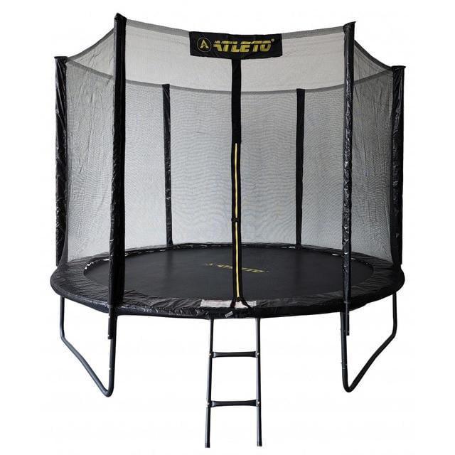 Батут с сеткой и стремянкой 312 см Atleto Black + подарок мячик - фото 3