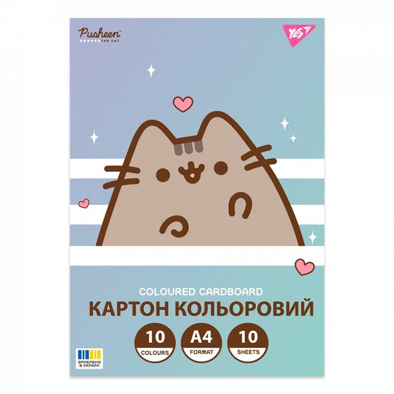 Картон цветной Yes Pusheen папка односторонняя А4 10 (955463)