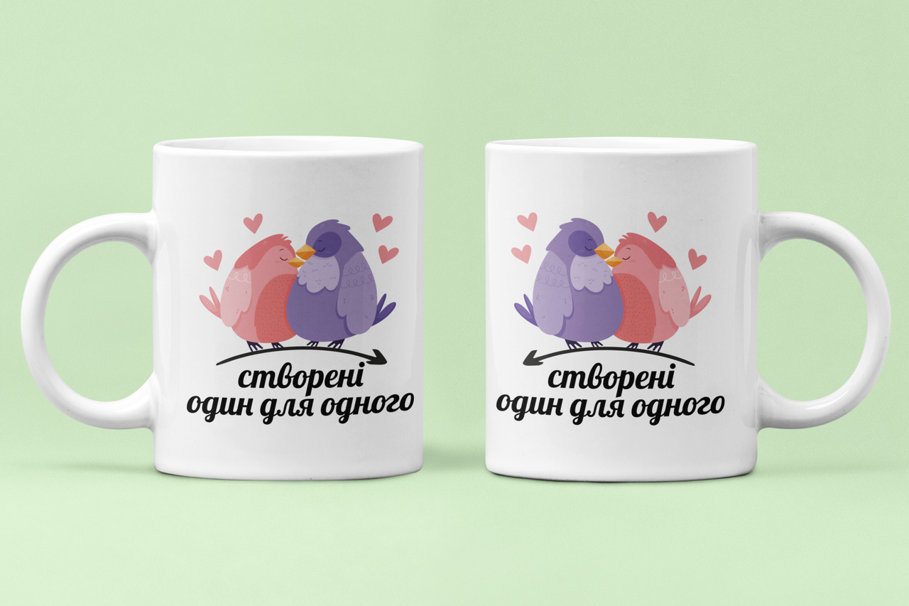 Чашки парные "Створені один для одного" птички для влюбленных 330 мл Белый (ВЛ64Ч)