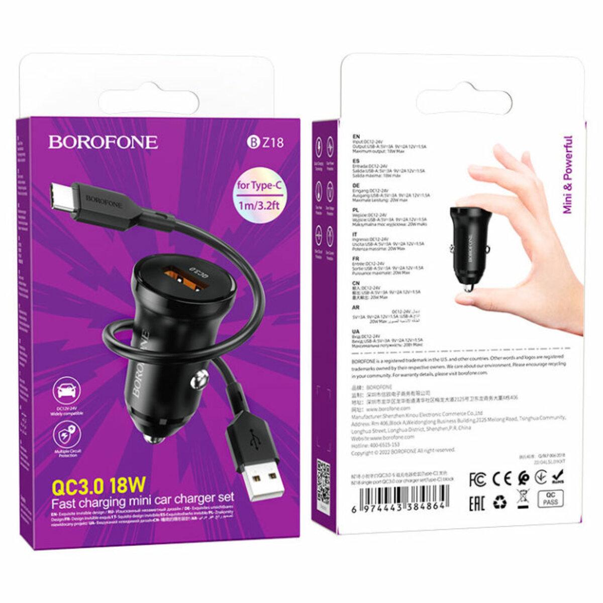 Зарядний пристрій Borofone BZ18 з кабелем Type-C Black (BZ18CB) - фото 2