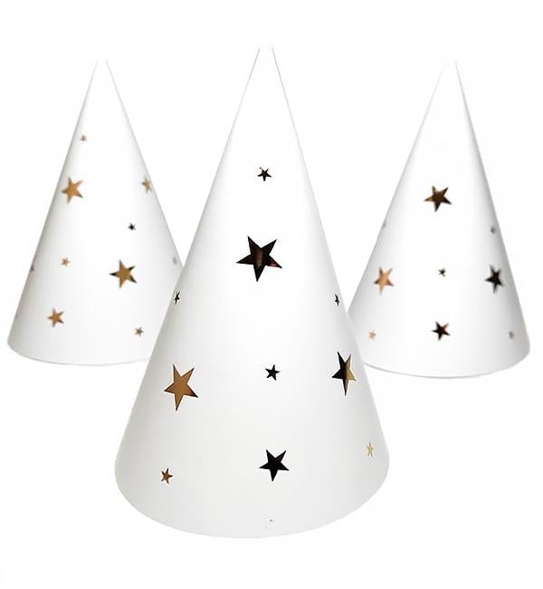 Колпачки бумажные Golden stars 15 см 5 шт. Белый (513971)