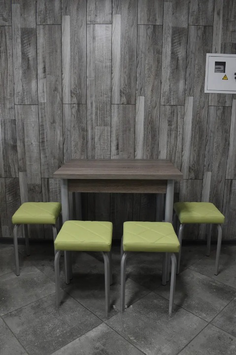 Кухонний комплект Оскар стіл розкладний/табурети 4 шт. Tutti Lux 60х80/80х120х75 см Трюфель/Салатовий (28374803)
