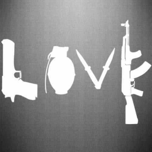 Наклейка Word love and weapons 15x10,4 см Белый (21560836)