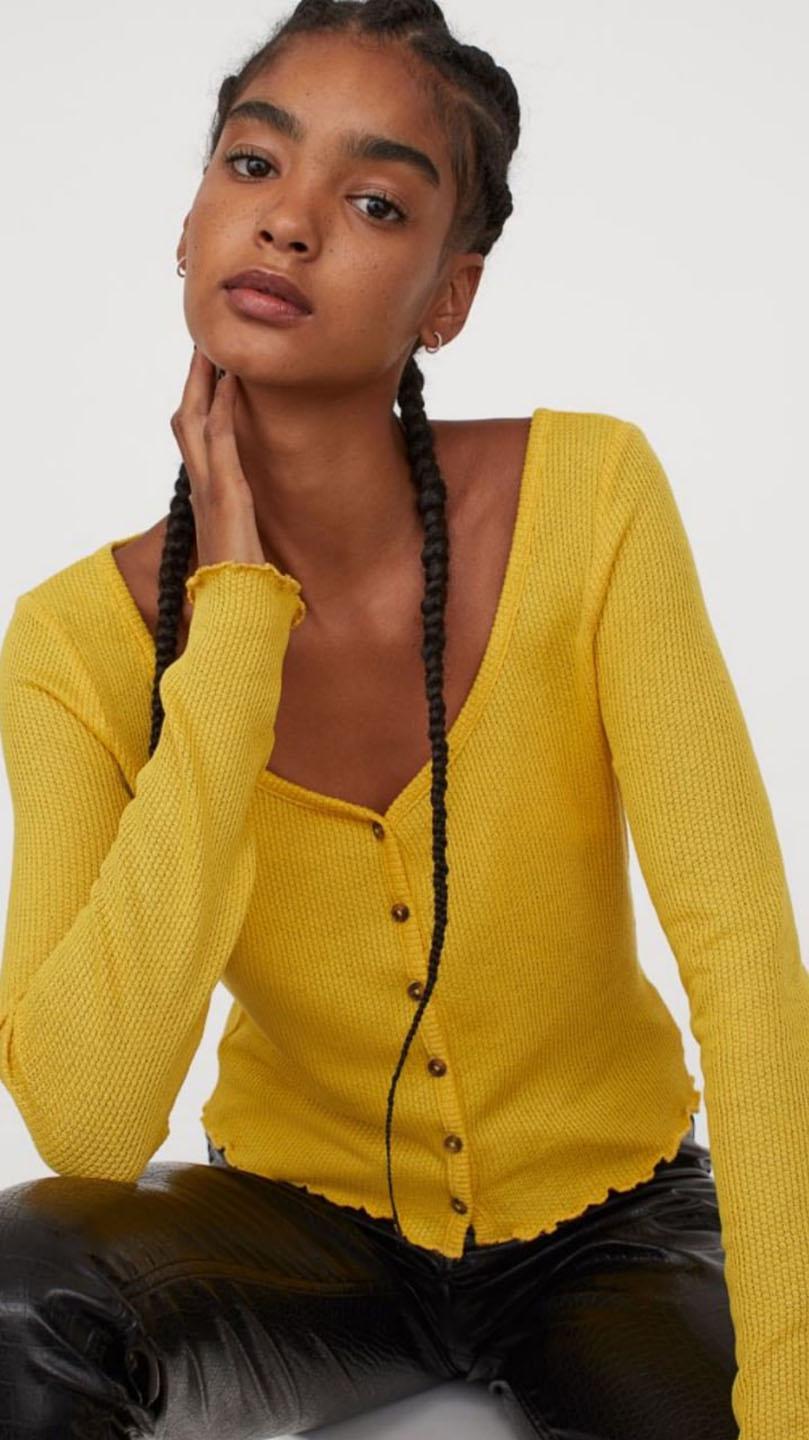 Кардиган женский H&M XS Желтый (801068b39)