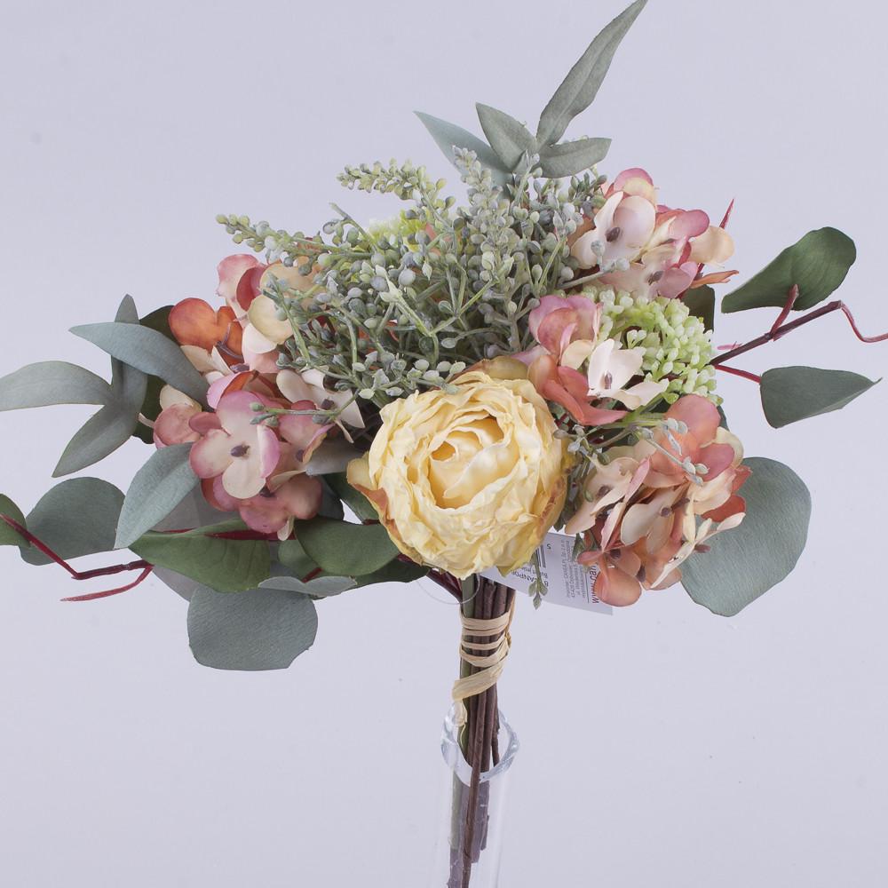 Искусственные цветы Букет роза с эвкалиптом (5199-3)