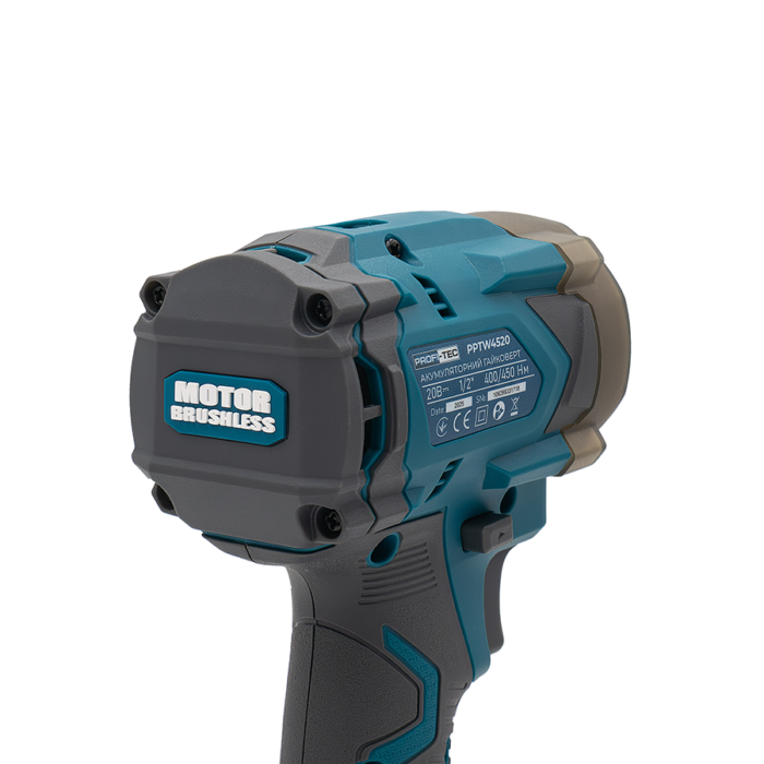 Гайковерт акумуляторний Profi-Tec PPTW4520 20 В безщітковий двигун 400 Нм хвостовик 1/2" (007131) - фото 6