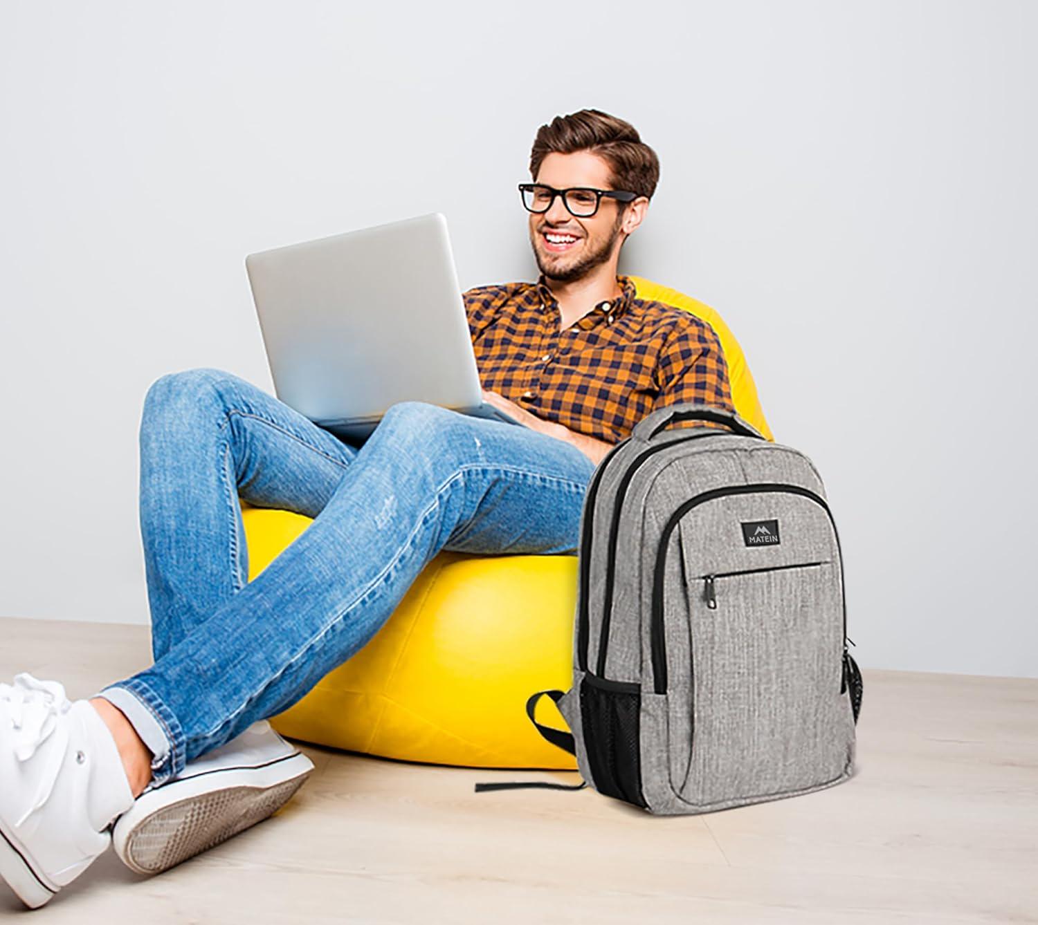 Рюкзак для ноутбука MATEIN 15,6'' Light Gray - фото 8 Рюкзак для ноутбука MATEIN 15,6'' Light Gray - фото 8