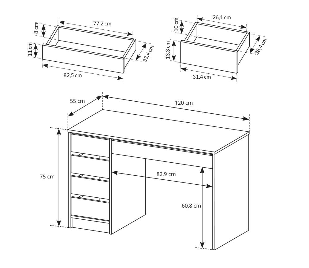 Стіл туалетний Perfect Home Ada 5S/120 з 5 шухлядами Кашемір (PFH-091309) - фото 3 Стіл туалетний Perfect Home Ada 5S/120 з 5 шухлядами Кашемір (PFH-091309) - фото 3