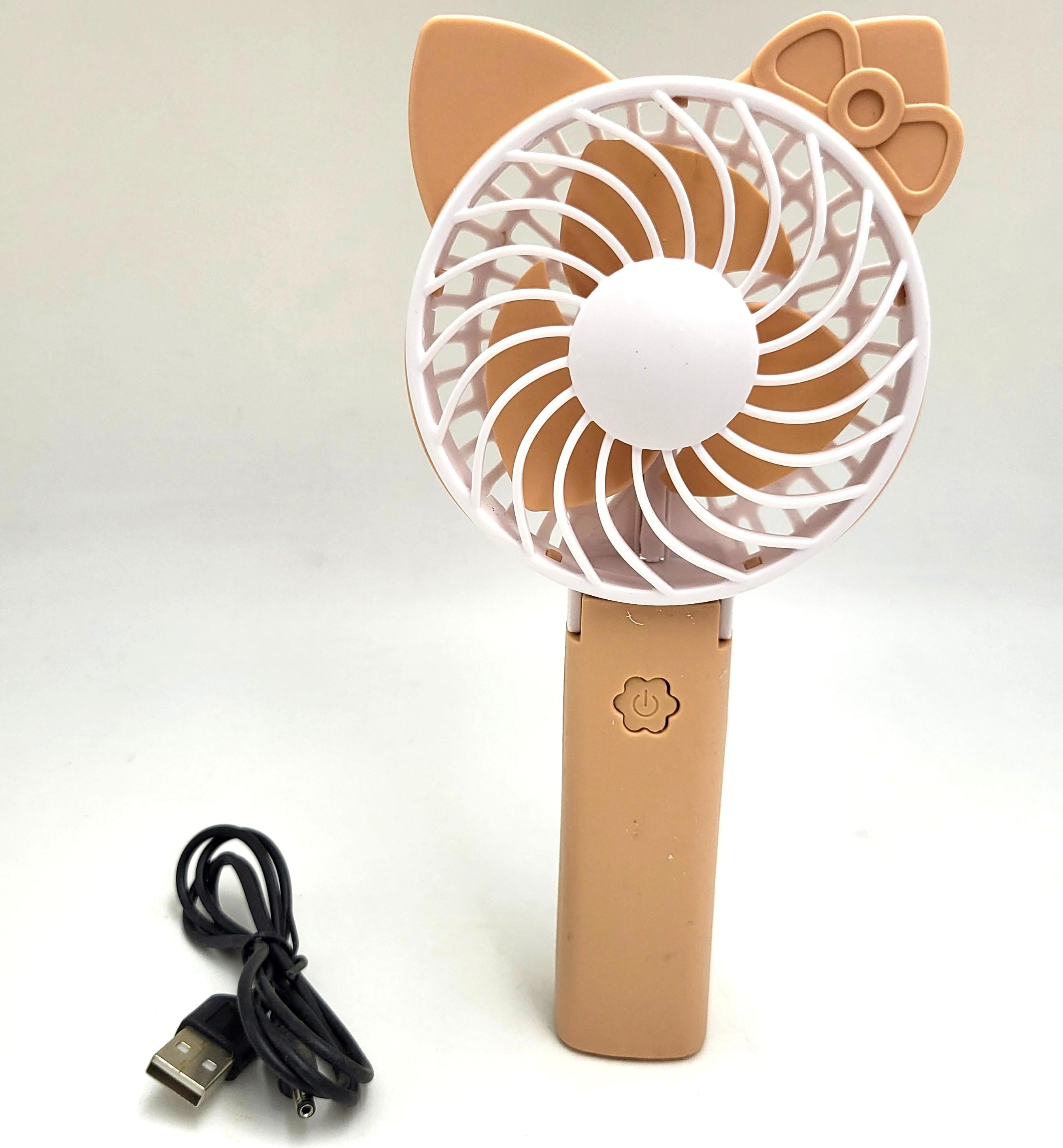 Вентилятор аккумуляторный Handy Mini Fan с LED индикацией мини с ручкой USB 10 см Розовый