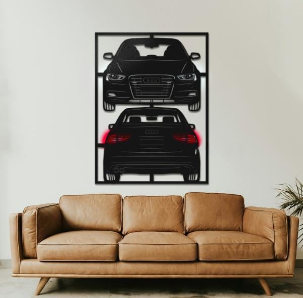 Декор настенный в стиле минимализм деревянное Decart Audi А4 2013 без подсветки на кухню гостиную и спальню 90х67 см