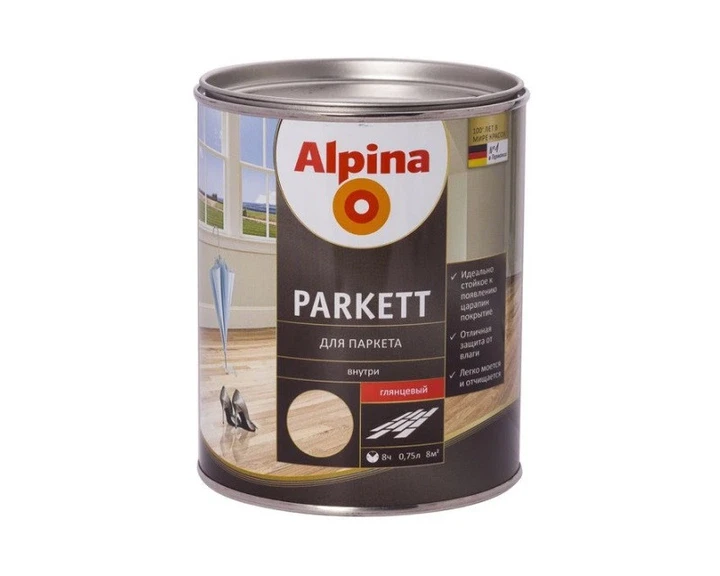 Лак интерьерный алкидный глянцевый Alpina Parkett 0,75 л Прозрачный (1413326026)