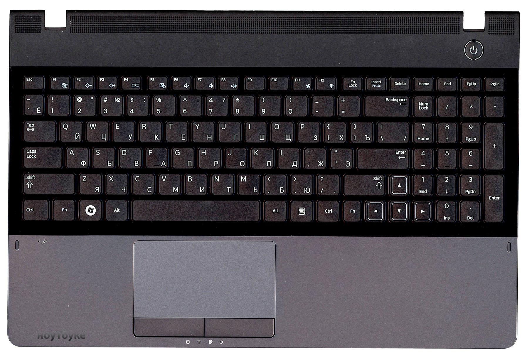 Клавіатура для ноутбука Samsung 300E5A Gray TopCase Black Клавіатура для ноутбука Samsung 300E5A Gray TopCase Black