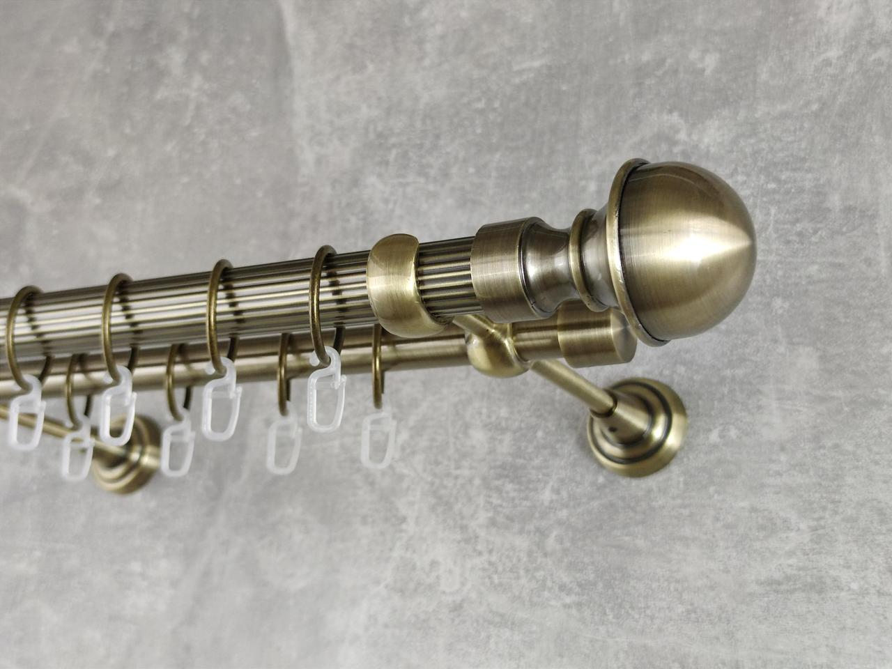 Карниз MStyle металлический для штор двухрядный Бостон 25/19 мм рифленый 240 см Антик (5012655)