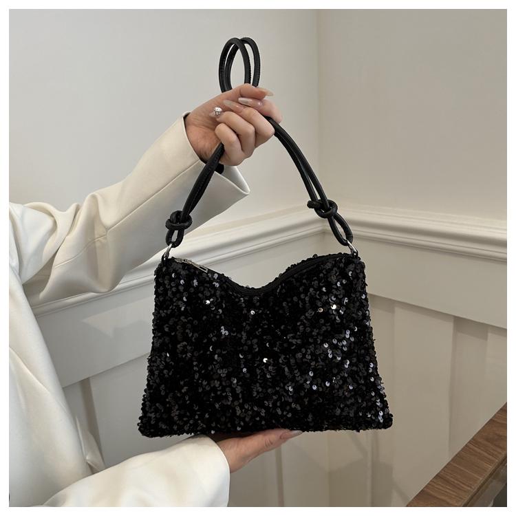 Женская сумка-клатч с блестками 25х30,5х2 см Черный (600.155)