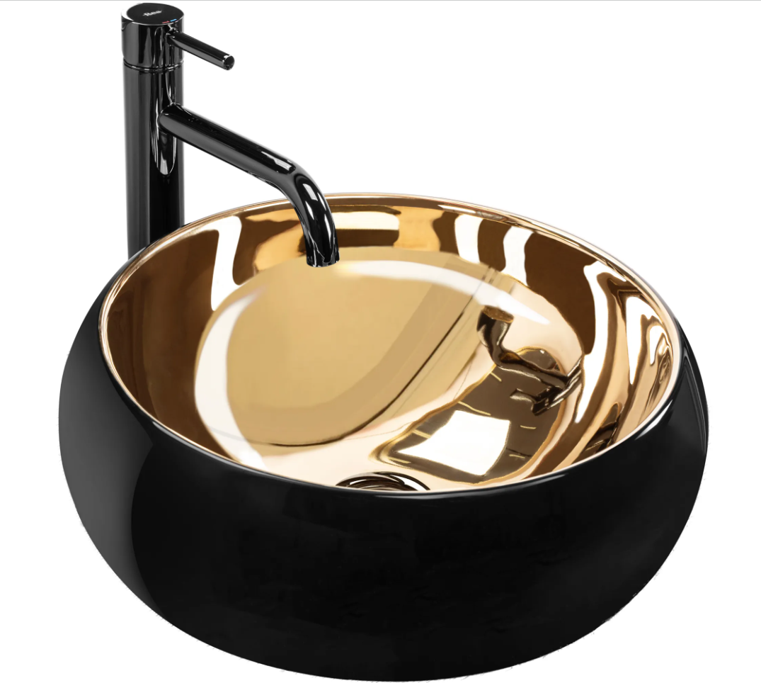 Раковина Rea LUNA накладной Black Matt/Gold (2619554642)