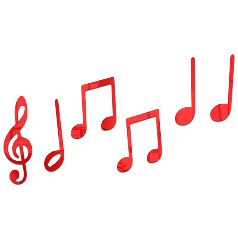 Наклейка зеркальная на стену в виде нот Symphony акриловая для интерьера 6 шт. (010062)