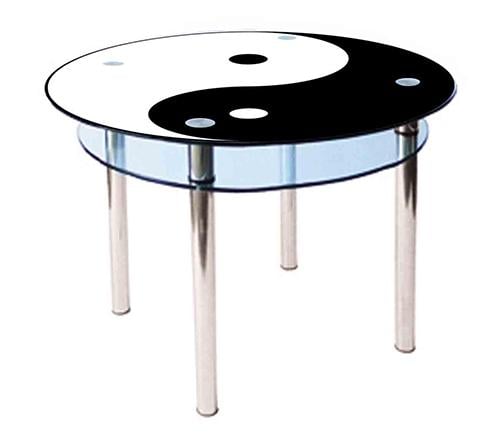 Обеденный стол Glass Antonik КС-3 900х900х750 мм с фотопечатью №12 Чорно-белый (3581001203)