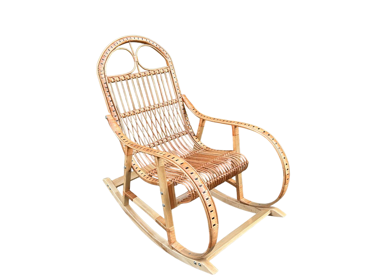 Кресло-качалка садовая плетеная из лозы Бежевый