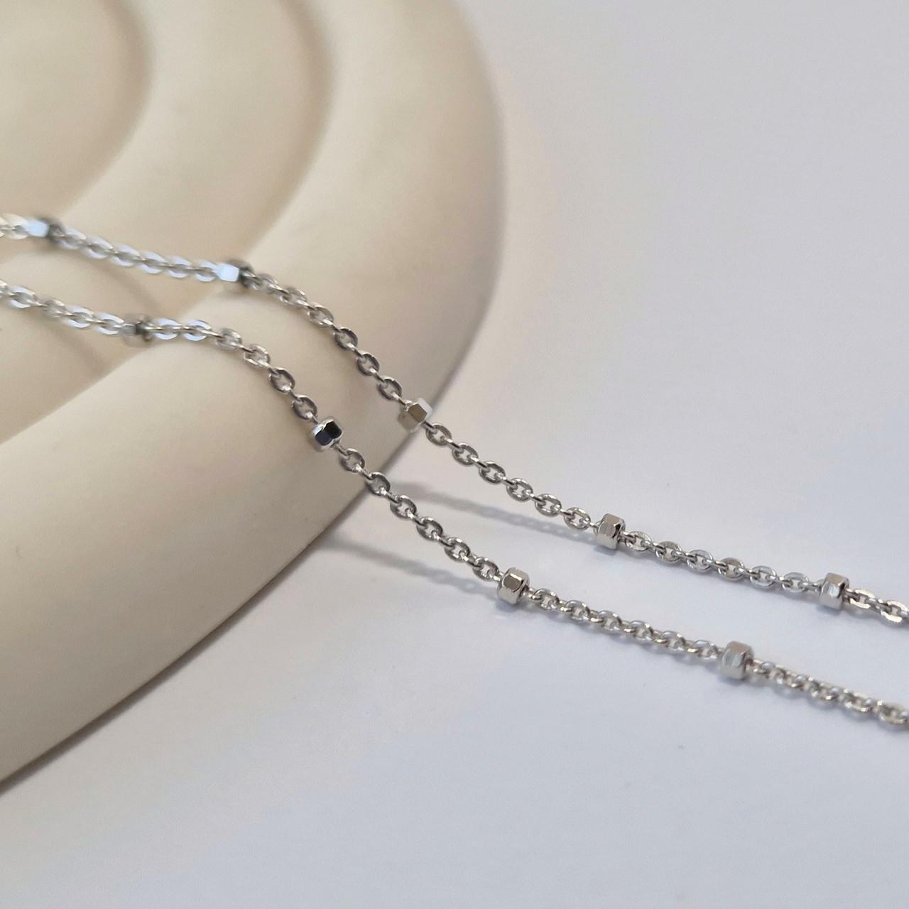 Цепочка якорь с кубиками серебро 925 пробы родированное 1,70 г 40 см (275р2/40)