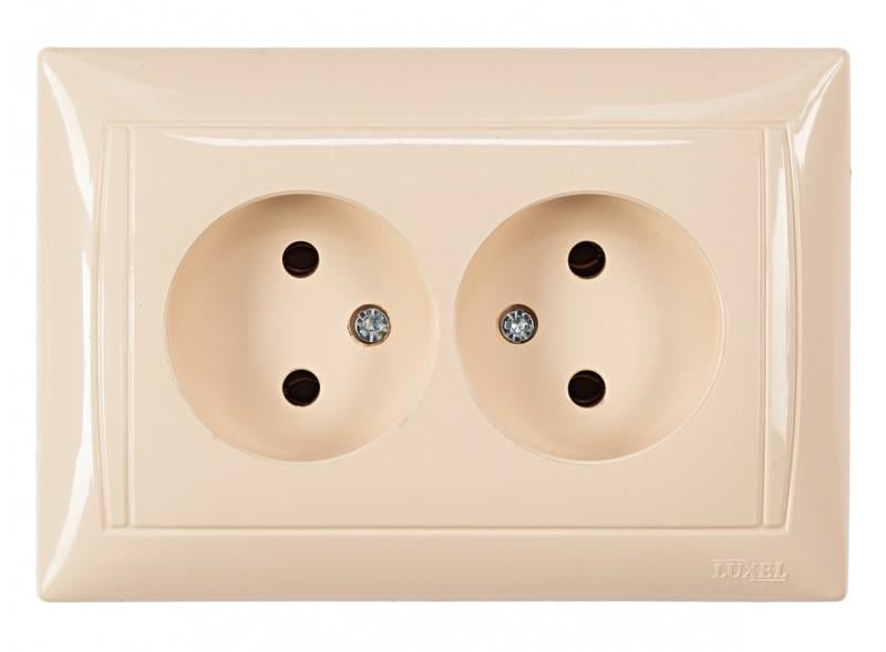 Розетка Luxel Primera двойная без заземления Кремовый (3307)