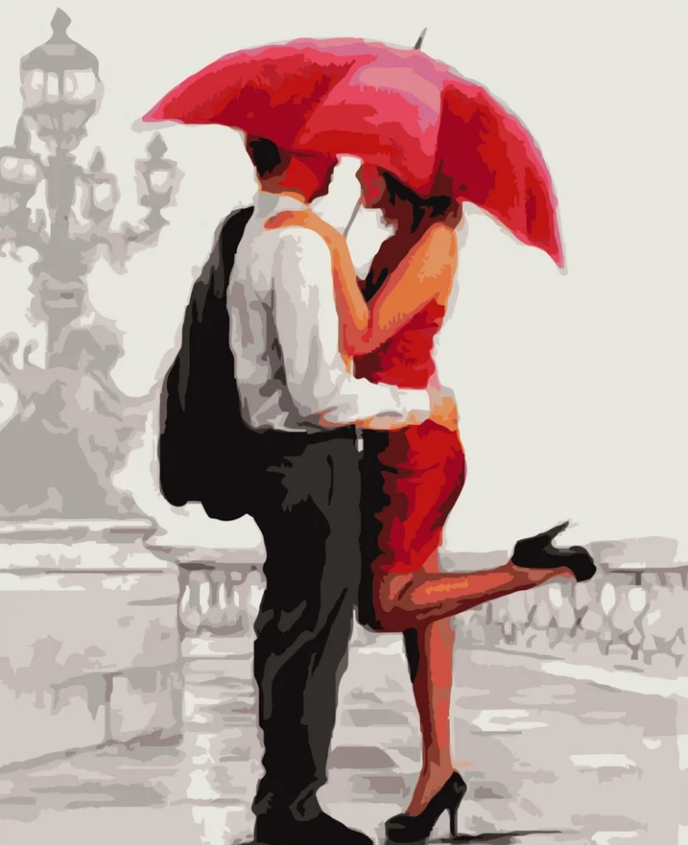 Картина по номерам Strateg Любовь под зонтиком 40x50 см (GS007)