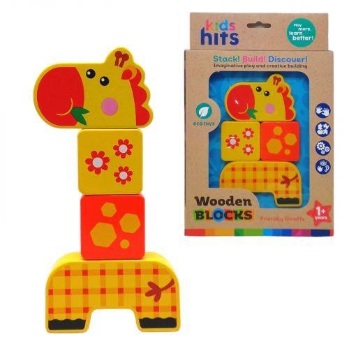 Дерев'яна іграшка-конструктор Wooden Blocks Жирафа 4 елементи (15584)