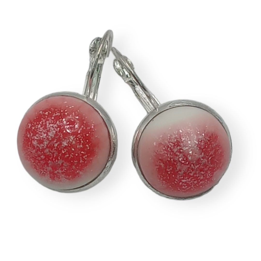 Сережки круглые Ламбре ручная работа Красно-белый (12173556) Сережки круглые Ламбре ручная работа Красно-белый (12173556)
