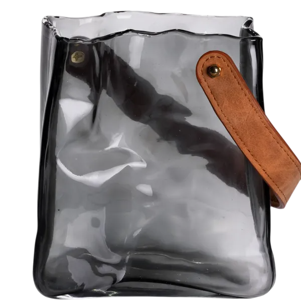 Ваза для цветов и декора Сумочка 1 л Серый дымчатый