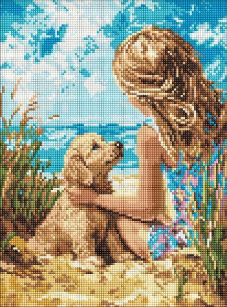 Алмазная мозаика Ideyka Радостная собачка 30x40 см (Id-AMO8158)