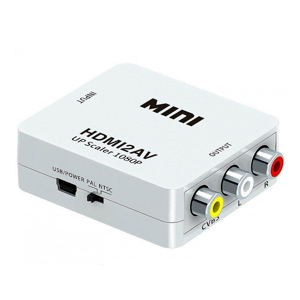 Перехідник Mini HDMI to AV ВИХІД 3RCA мама на ВХІД HDMI мама 720P/1080P White (YUT_V9029)
