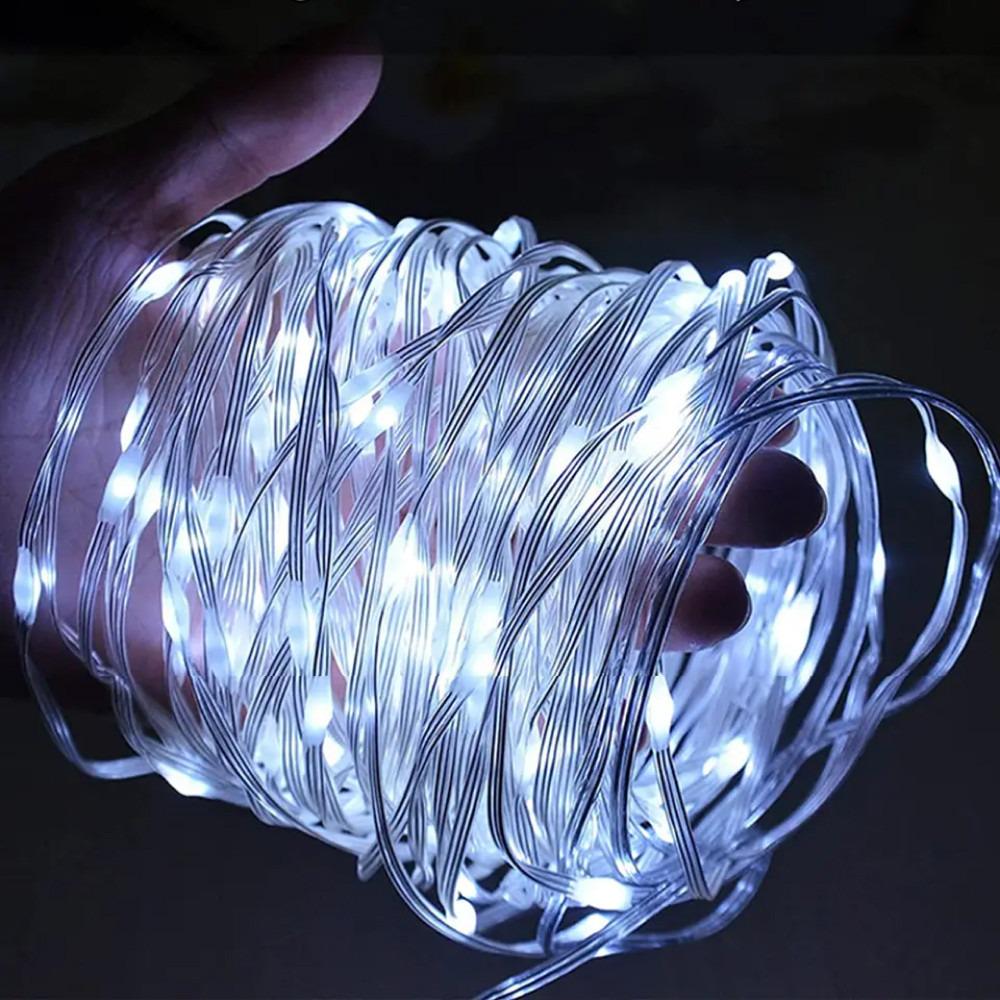 Гирлянда светодиодная нить Роса Люкс с пультом от USB и сети 220V 100 LED 8 режимов IP65 10 м Белый - фото 3 Гирлянда светодиодная нить Роса Люкс с пультом от USB и сети 220V 100 LED 8 режимов IP65 10 м Белый - фото 3