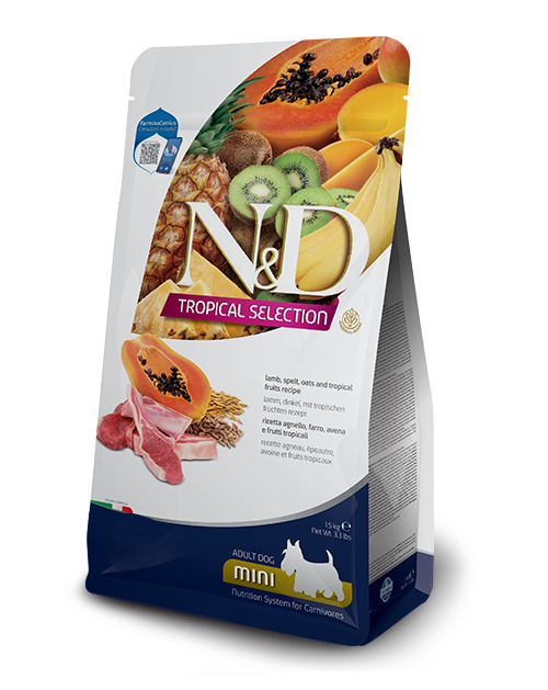 Корм сухий для собак Farmina N&D TROPICAL SELECTION LAMB MINI з ягням та тропічними фруктами 1,5 кг (02700)