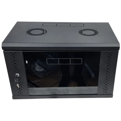 Шкаф коммутационный разборный со стеклом EServer 6U 19" настенный до 50 кг 600х350х370 мм Черный (b30e8c32)