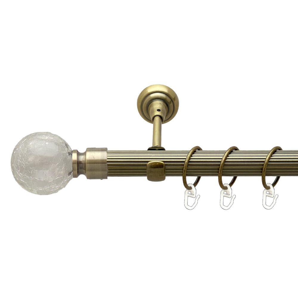 Карниз металлический Orvit Сепия однорядный открытый/рифленая труба/кольцо металлическое Антик 25 мм 240 см (00-00017639)