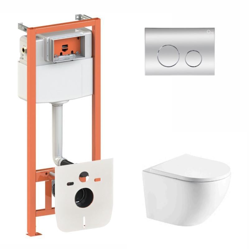 Инсталляция Q-tap 3в1 Nest QT0133M425 с панелью смыва QT0111M11112CRM + унитаз с сиденьем Robin QT1333046ENRW (10416)