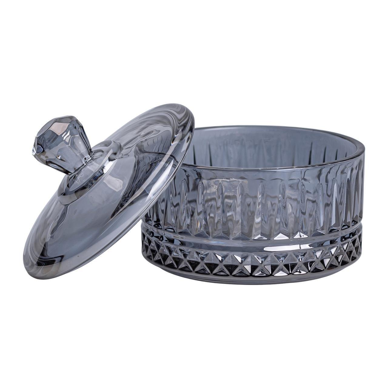 Конфетница стеклянная с крышкой HP-YH-78 Ø 10 см Серый (A-033671) - фото 4