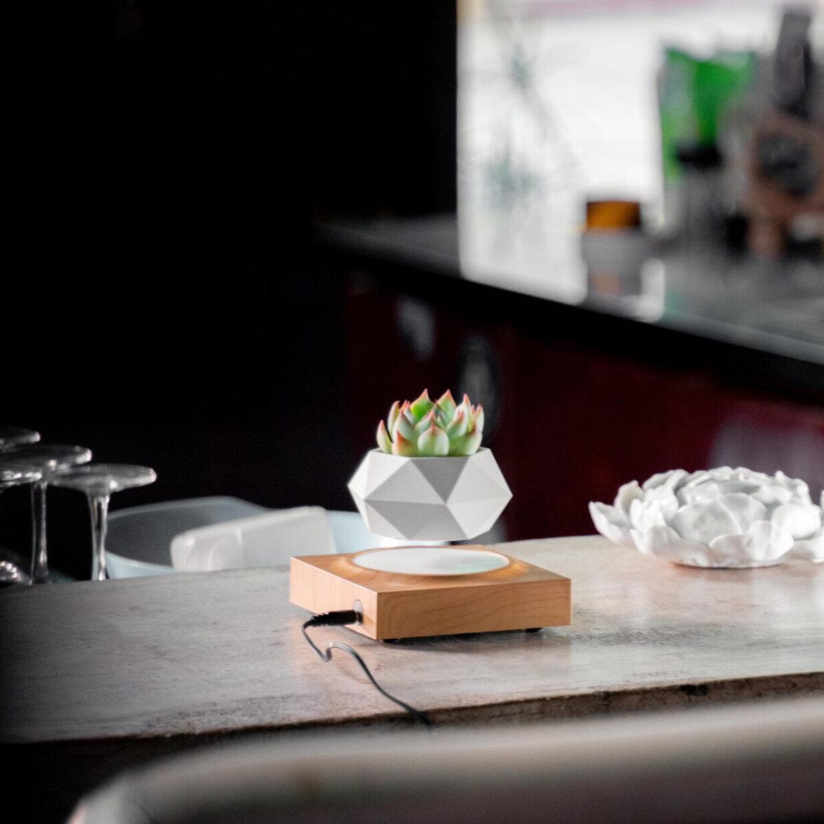 Горщик для рослин магнітний левітуючий HCNT Magnetic Levitating Pot M10-FP ABS Wood Grain (SIM10-FP) - фото 4